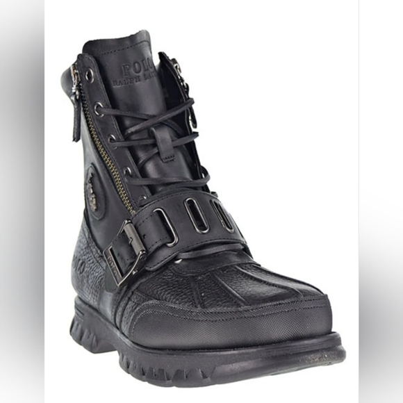 RARE Polo by Ralph Lauren Men's Black Leather Boots Retail $480 - Picture 4 of 8